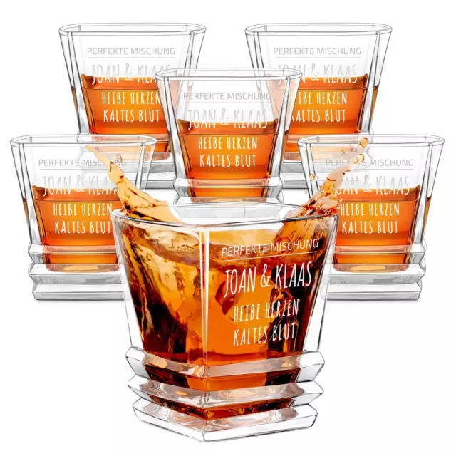 Whisky Glas 280 ml / 6er Whiskygläser Set - Whiskey Geschenkset mit Gravur