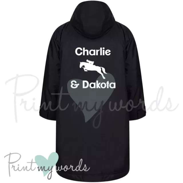 Personalised All-Weather Waterproof Robe Equestrian Long Riding Coat Horse -Jump