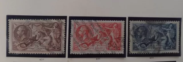 GB KGV 1934 Seahorse Re-engraved fine used set SG450-452