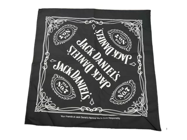 Jack Daniel’s Old No. 7 Black 21" x 21" Bandana Handkerchief Scarf Whiskey