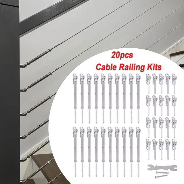 20 Pairs Stainless Steel Cable Railing Kit Multi-angle Cable Railing Hardware