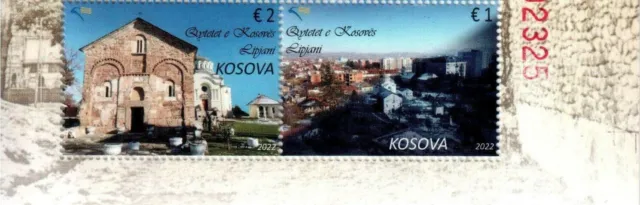 Kosovo 2022 - Cities of Kosovo, Lipjan, Se-Tenant Pair, Bottom of Sheetlet - MNH