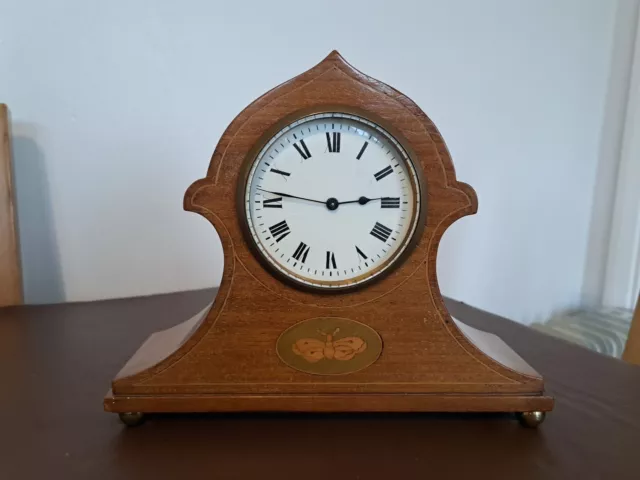 French 19Th-Century Inlaid Mahogany 8 Day Mantel Clock By Albert Villon...