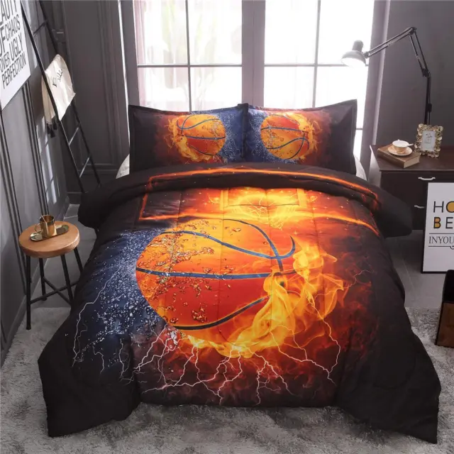 Basketball Comforter Set Full for Boys Teens, 3-Pieces Sports Bedding Comforter,