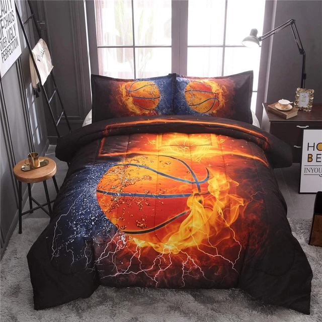Basketball Comforter Set Full for Boys Teens, 3-Pieces Sports Bedding Comforter,