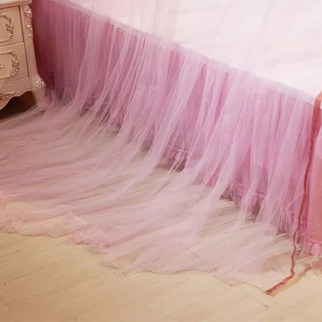 (Pink)Breathable Round Canopy Lace Princess Style Mosquito Net Bed Curtain AU