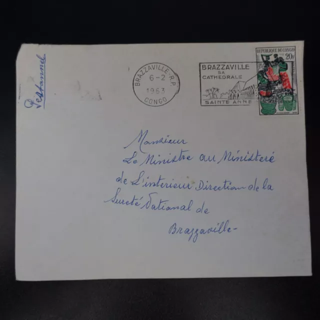 Congo Lettre Cover Cad Brazzaville 1963 -> Ministre De L’intérieur Brazzaville