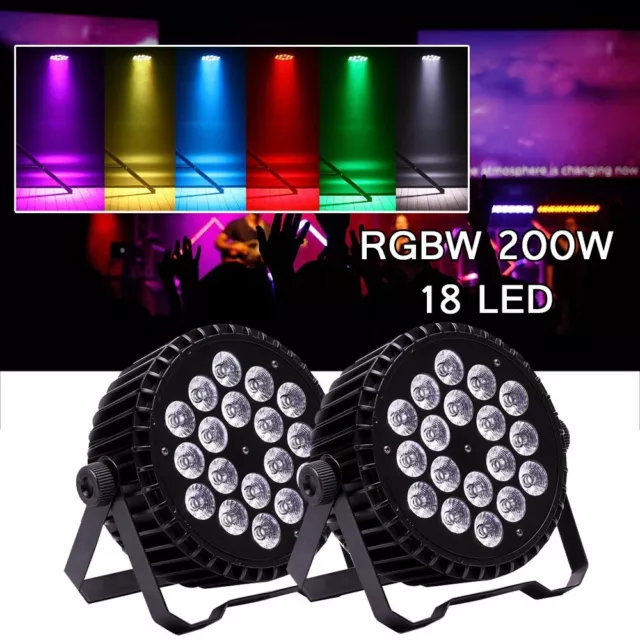 2x 200W RGBW 18 LED Par Can DMX Stage Light Party Disco Show Wedding Lighting AU