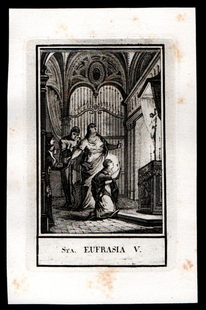 Antico inserzione 1800 de Sta Eufrasia V. image pieuse santino estampa holy card