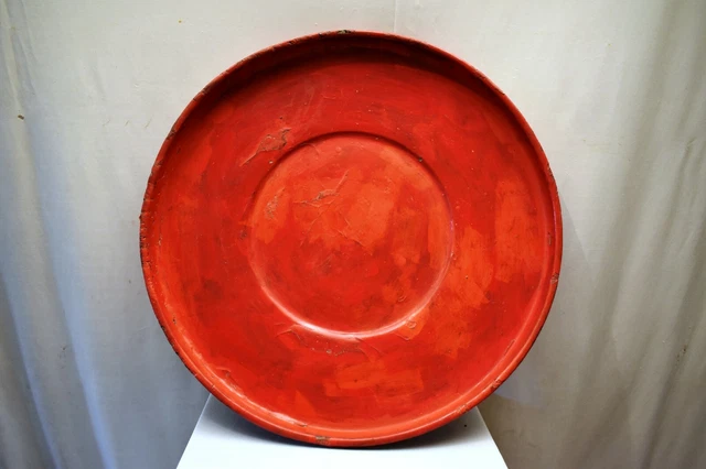 Burmese Red Lacquer Large Round Offering Or Serving Tray, Late 19Th Century "16 2