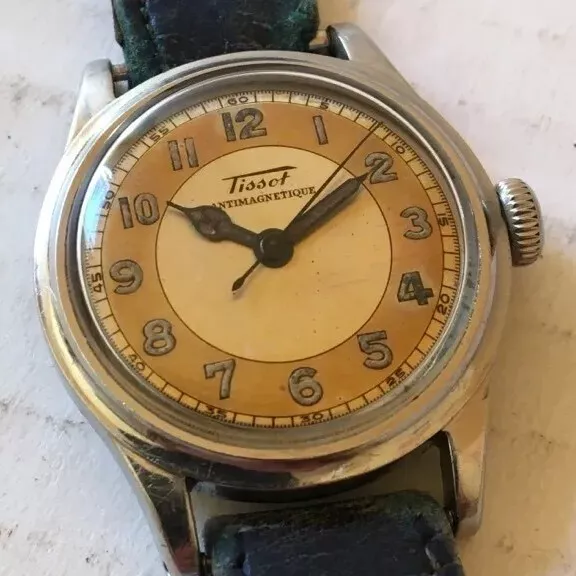 Rare 1940's S.steel Military Tissot Vintage Swiss 15 J. mechanical watch,working