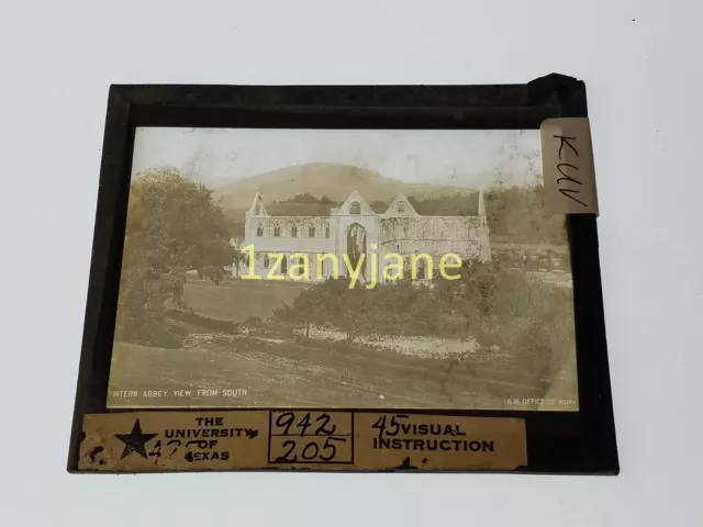 KUV Glass Magic Lantern Slide Photo TINTERN ABBEY VIEW FROM SOUTH