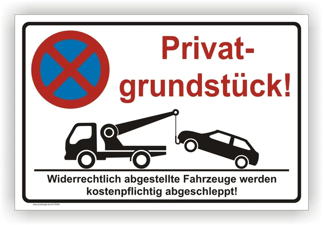 2x Parkverbotsschild 30x20 Cm – Selbstklebend, Aus Aluminium, Für Privatparkplätze, Wetterfest