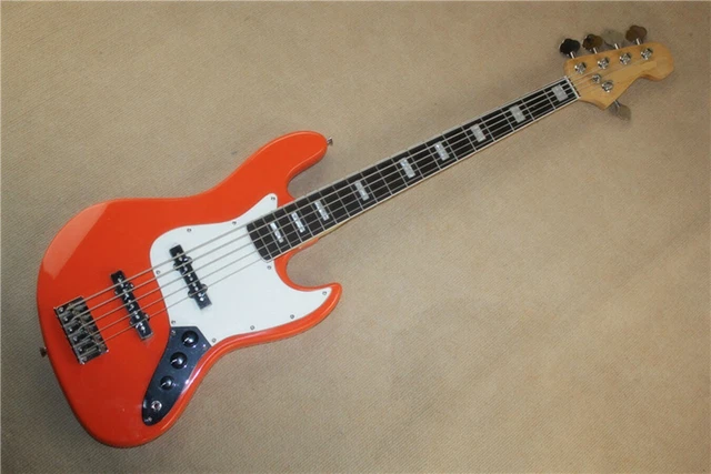 5 String Jazz Bass Electric Guitar Rosewood Fretboard White Pickguard solid body