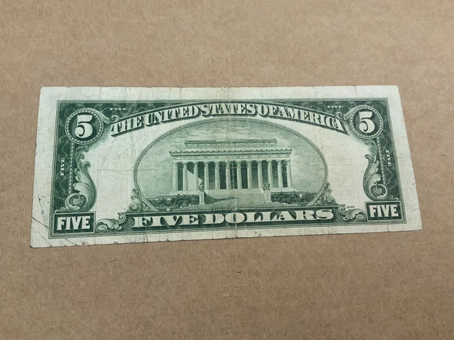 1934 D $5 Five Dollar Lime Green Seal Federal Reserve Note Cleveland Ohio 2