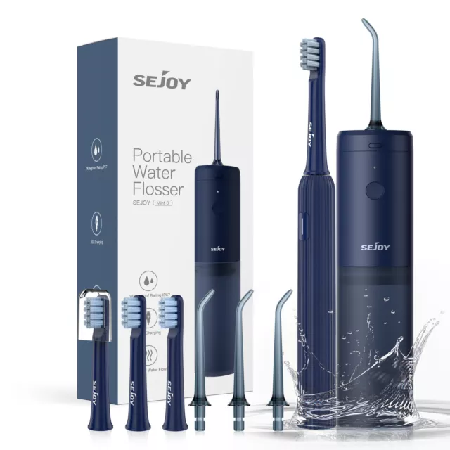 SEJOY Water Flosser Oral Irrigator 3 Jet Tips & Sonic Electric Toothbrush Travel