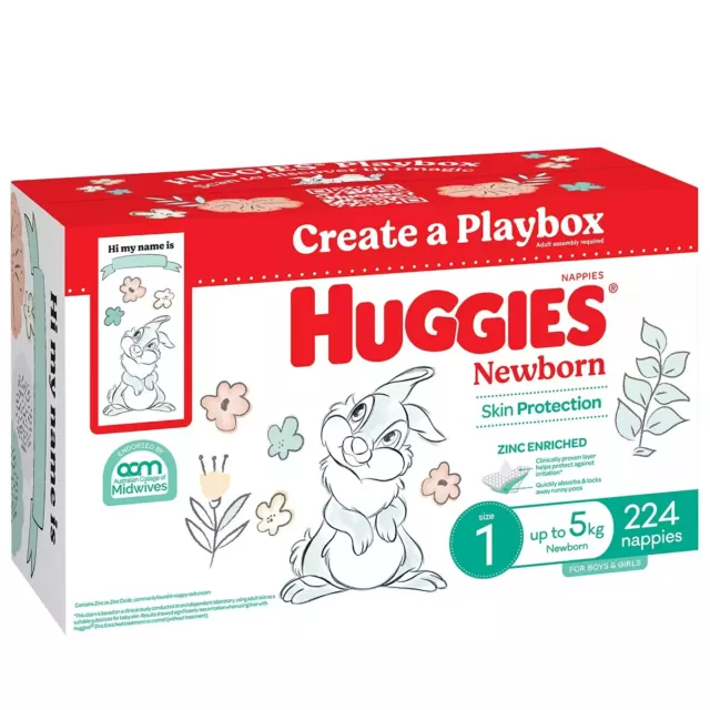 Huggies Unisex Ultimate Nappies Size 1 Newborn (Up to 5 kg) 224 Nappies SALE