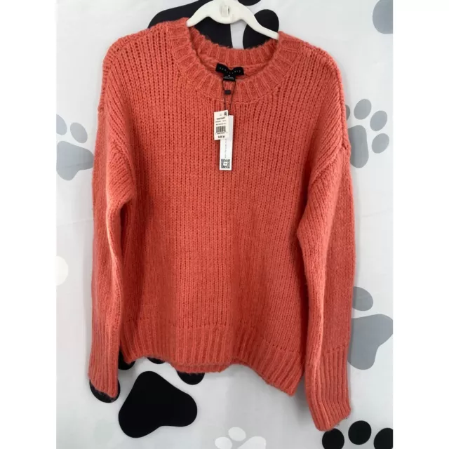 Sanctuary NWT Telluride Chunky Knit Long Sleeve Wool Blend Sweater Coral Med New 3