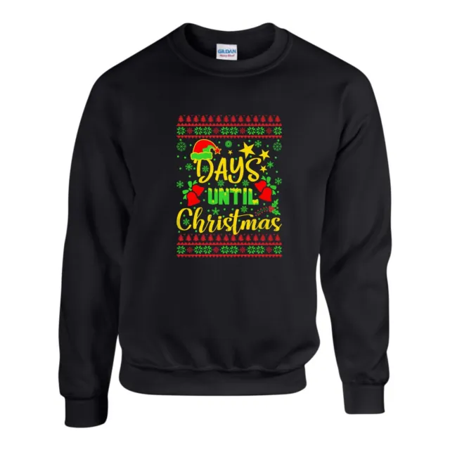 Days Until Christmas Jumper Funny Santa Hat Ugly Xmas Gift Sweatshirt Unisex Top