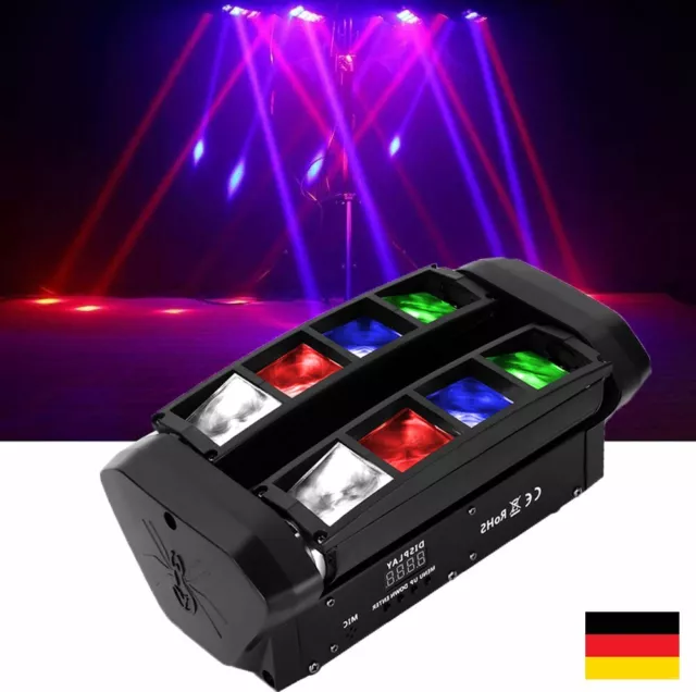 Mini Spider Light NIPEECO Moving Head Bühnenlicht 48W 8 LEDs 4in1 Party Schwarz