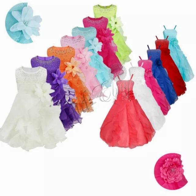 Formal Flower Girl Kid Christening Wedding Party Bridesmaid Princess Tulle Dress