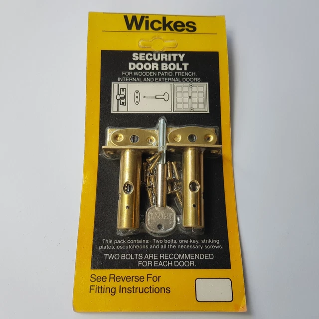 Wickes Sicherheitstürschrauben 2er-Pack Terrasse Zuhause Geschäft Französisch Türen Schlüssel Messing