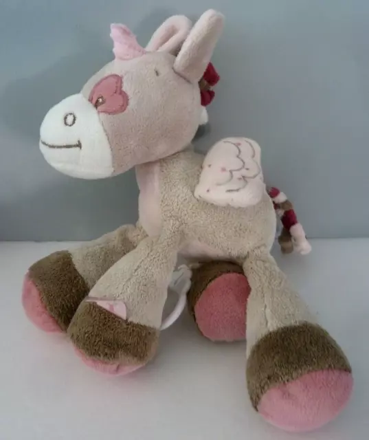 D7. DOUDOU MUSICAL NATTOU JADE et LILI LICORNE gris rose marron ht 27x20 cm TTBE