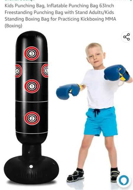Inflatable Punching Bag for Kids, 63Inch Kids Punching Bag with Stand Bounce