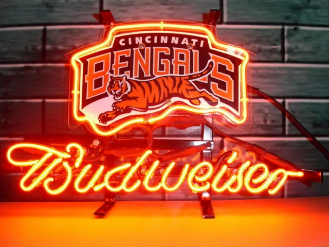 Cincinnati Bengals 14"x10" Neon Light Lamp Sign Man Cave Beer Bar Wall Decor