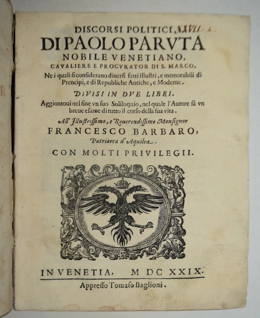 DISCORSI POLITICI - ediz. 1629 - Paruta
