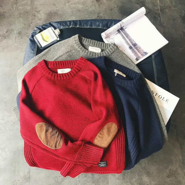 Men's Wool Sweater Casual Loose Thick Oversized Knitted Tops Harajuku Pullover