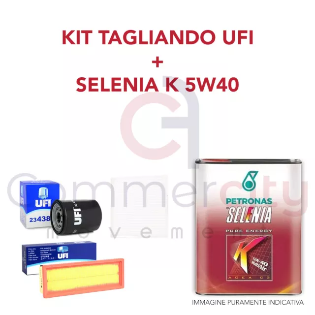 Kit Tagliando Filtri Ufi Lancia Ypsilon 1.2 51Kw 69Cv + 3Lt Olio Selenia K 5W40