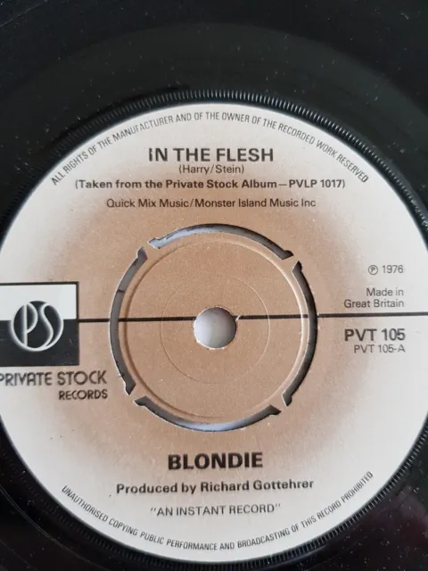 Blondie,In The Flesh/X Offender,EX+,Private Stock,1976,Punk,New Wave