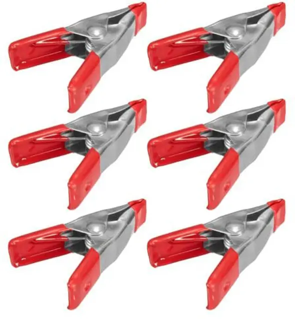 Wideskall® 2" Inch Mini Metal Spring Clamps W/Red Rubber Tips Clips (Pack of 6)