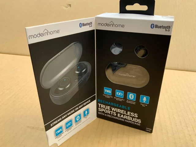 MODERN HOME TRUE Wireless Bluetooth 5.0 Sports Earbuds Black New