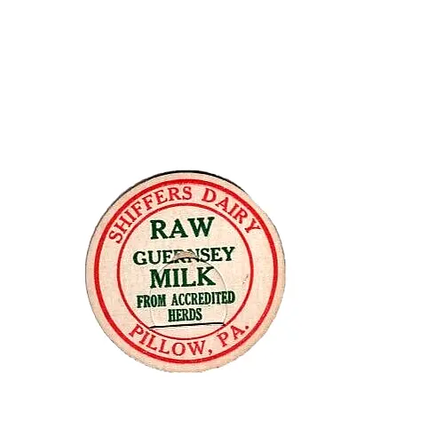 Shiffers Dairy Raw Guernsey Milk Bottle Cap  Pillow Pa