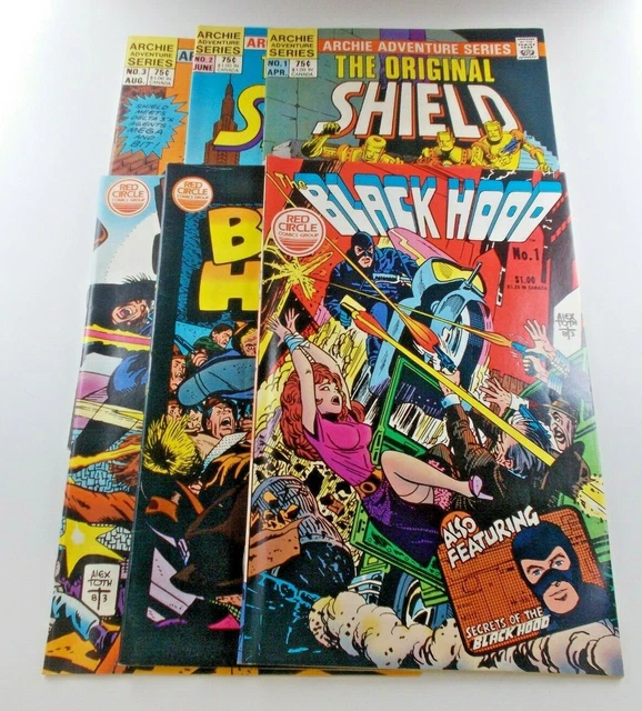 Black Hood #1-3 & Original Shield #1-3 - Six Comic Set Red Circle Archie 1983/4