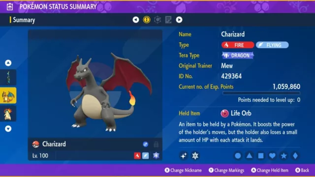 Shiny 6IV XXXL EV Trained Timid Solar Power Charizard Pokemon Scarlet/Violet