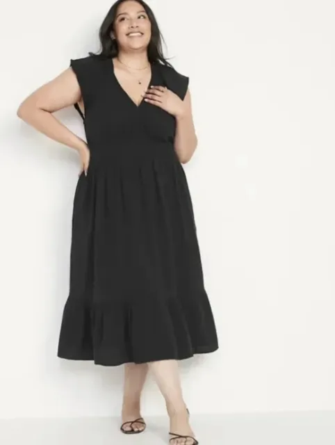 Old Navy Waist Defined Flutter Sleeve Smocked Midi Dress Women’s Size XXL