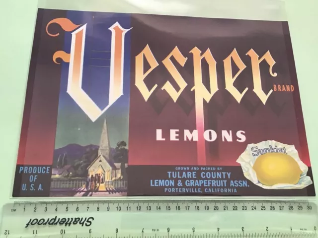 Vesper Brand Vintage American Lemons Advertising  Crate Label  49344