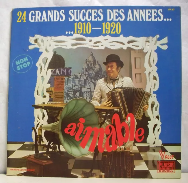 33 RPM Aimable Disco Vinilo LP 12" 24 Grands Succes Años 1910 1920 Musette