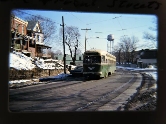 Orig 1974 SEPTA PCC Trolley Main & Front Streets Philadelphia PA Photo Slide