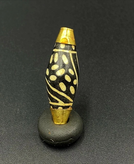 Dzi Old Beads Ancient Pyu Burmese South East Asian Antiquity Agate Jewelry Gold