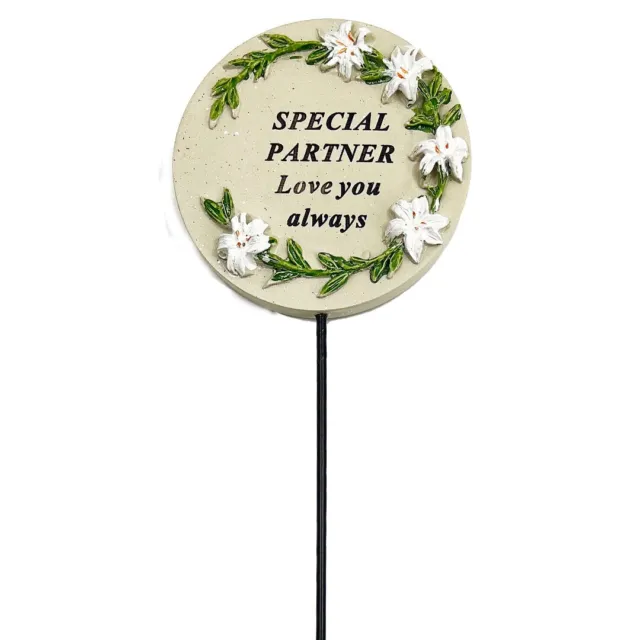 Special Partner Lily Flower Memorial Tribute Stick Graveside Grave Plaque Stake