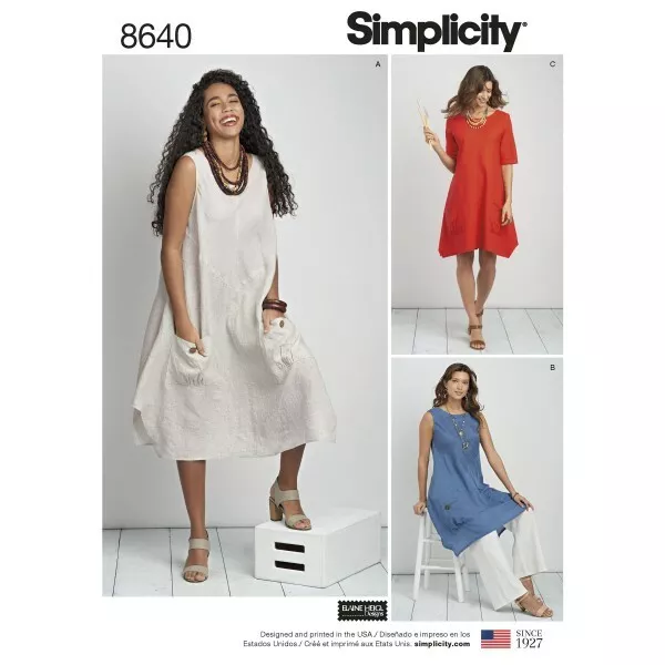 Simplicity Sewing Pattern 8640 Women’s Dress or Tunic Plus Size Available