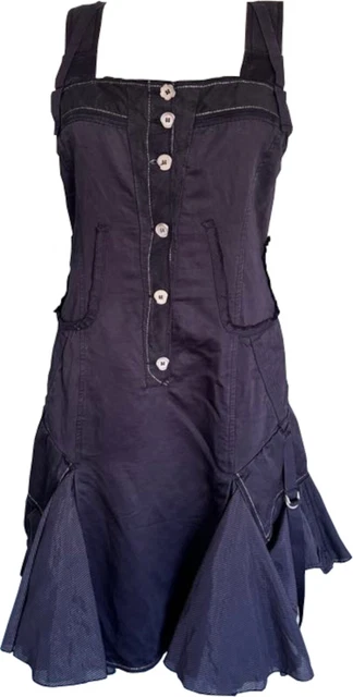 Robe Salopette Longue En Jean Avec Top Orange Marithé Et François Girbaud, Taille 40 - Occasion En Très Bon état - Style Bohème Chic