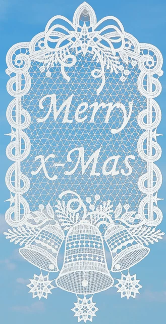 Fensterbild Weihnachten Plauener Spitze Merry X-Mas Weihnachtsdeko Fensterdeko