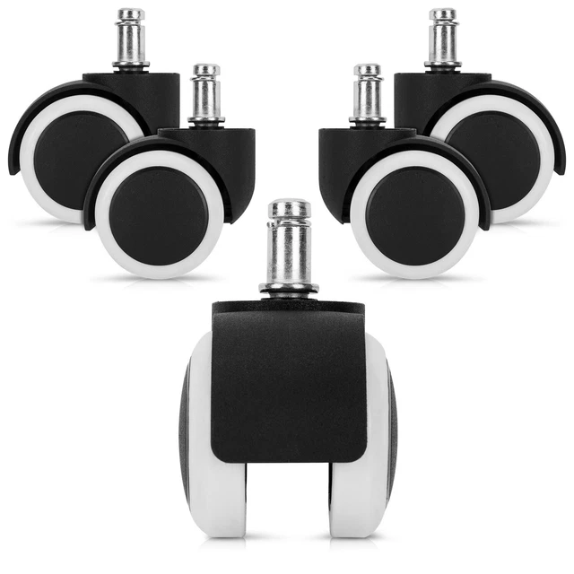 5x roulette pour chaise de bureau - Roue de rechange 10 / 50 mm pour sol dur