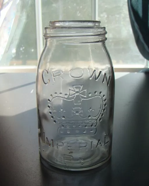 Vintage Midget CROWN IMPERIAL Pt Clear Fruit Jar- No Lid
