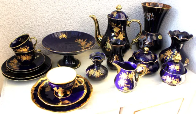 Echt Kobalt 24 Karat Gold Porzellan - Fine China Lichte, Royal Wunsiedel Bavaria 2